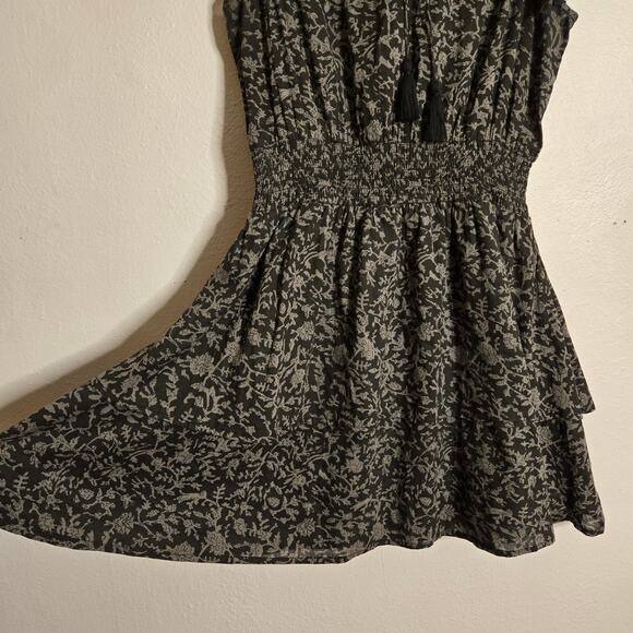Cleobella Rachelle Mini Dress Raja Block Black Size S Floral Tie Front Tiered - Picture 9 of 14